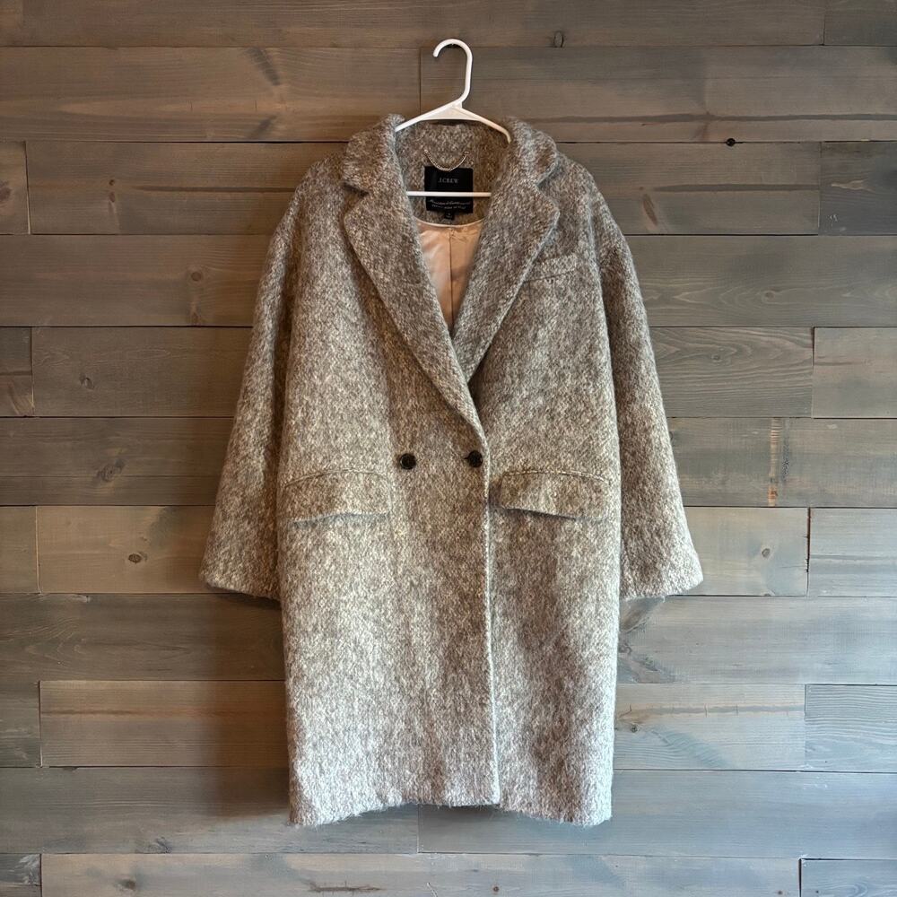 J. CREW | Italian Brushed Wool Blend Relaxed Topcoat Mushroom Brown S BA532